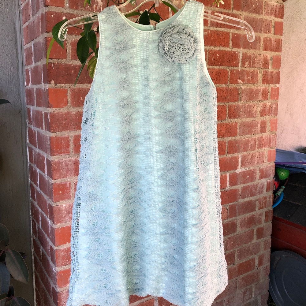 Crocheted Baby Blue Dress w/ shimmer